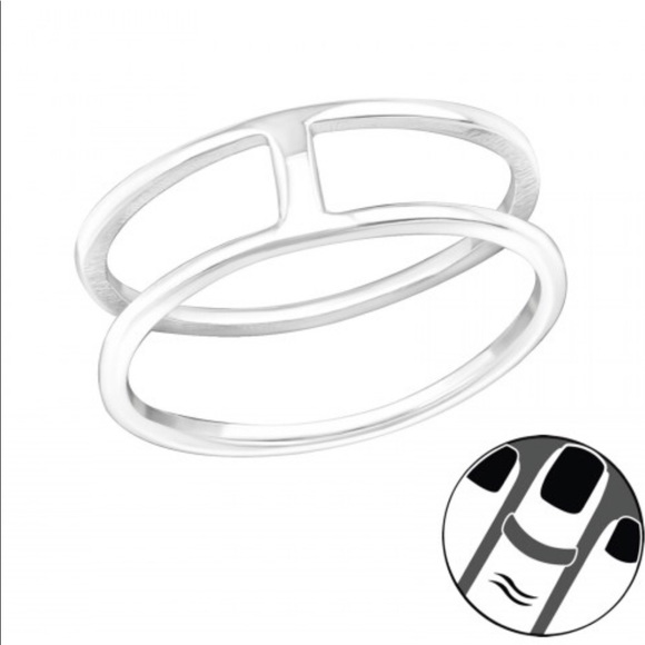 925 Sterling Silver Double Line Midi Ring - Picture 1 of 16
